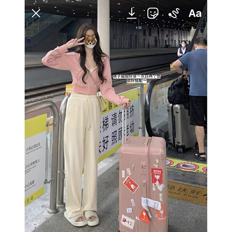 New in Autumn! [BY] Loose, thin, gentle, wind-draped, drawstring casual pants 7824# CL