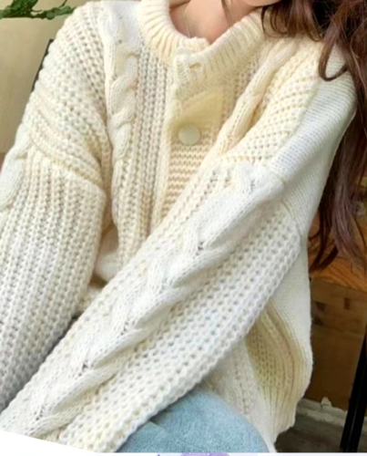 2022 autumn and winter Korean style lazy sweater coat women's loose thickened twist long-sleeved knitted cardigan