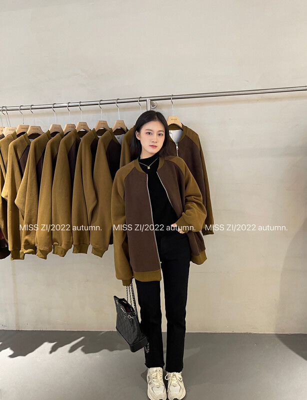 【MISS ZI】Fall casual all-match solid color baseball uniform jacket short coat 3356# CQW