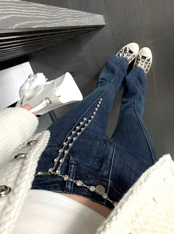 New in autumn!【X·H STUDIO】High waist heavy industry slimming jeans 0359# OZQ