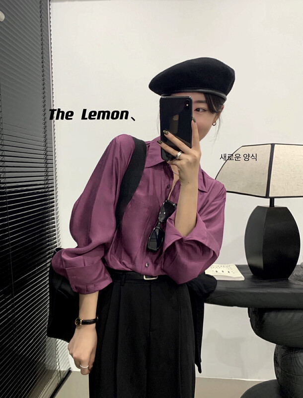 [Lemon Green Tea] Korean Simple Pocket Design Loose Shirt 2380
