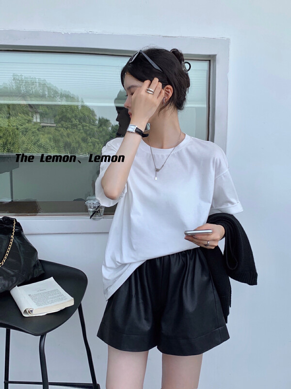[Lemon Green Tea] Basic all-match simple short-sleeved T-shirt 2350