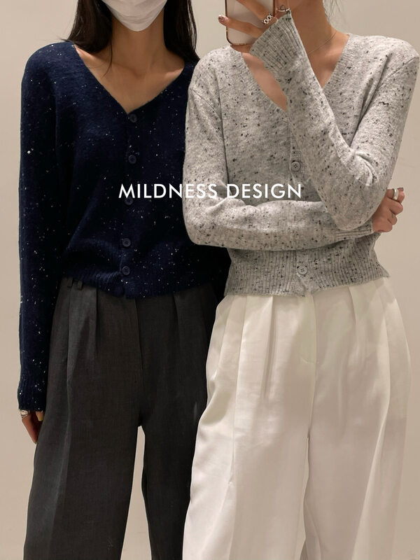 New in autumn!【MILDNESS】Korean all-match V-neck knitted cardigan 208# FHX