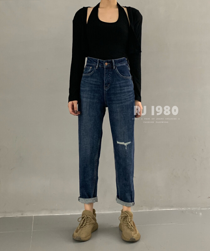 [1980] Autumn and winter new Korean version flocking small man is thin and versatile harem jeans jeans 91611-1