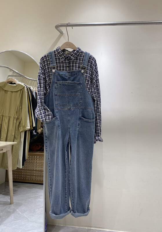 New in early autumn! [DA.7] Korean version of casual labeling denim overalls (excluding inner build) 3138# LSL