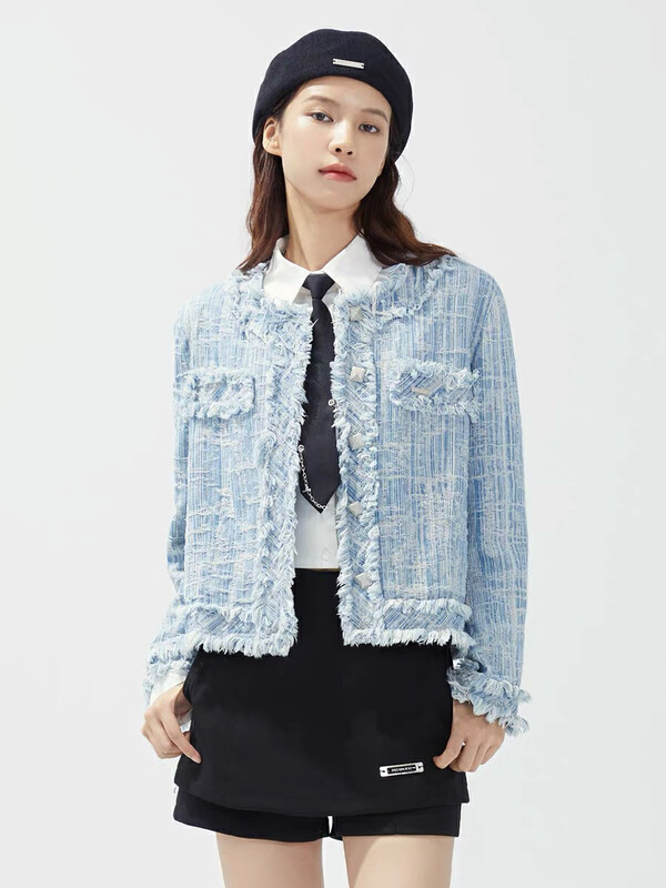 New for winter!  【BY】Tweed Small Fragrance Round Collar Short Jacket 7495# HJY