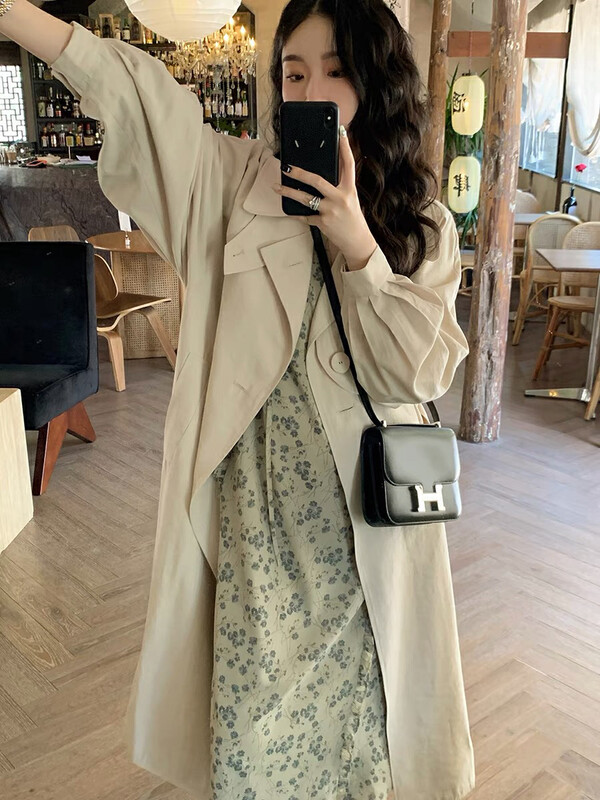 New in autumn! [BY] Korean loose mid-length coat (with belt) 0209# HJY
