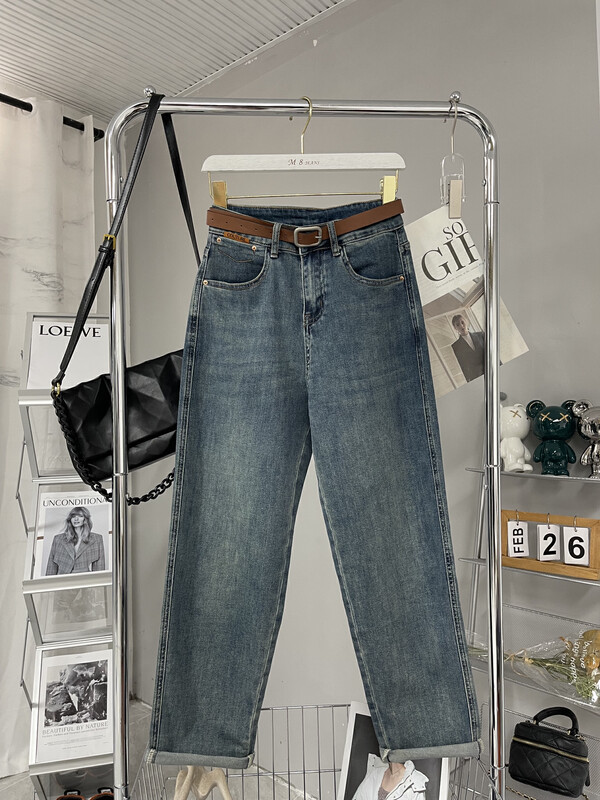Welfare!  【M8 Denim】Basic Versatile Daddy Ku Straight Jeans (with Belt) 52559-3# JHY