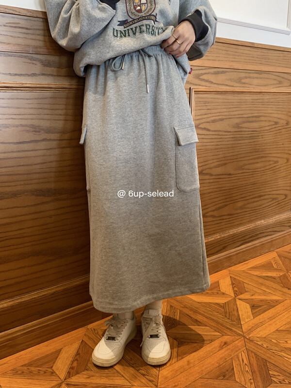 【6-UP】Solid color Korean version all-match skirt (with waist rope) 69279# CQW
