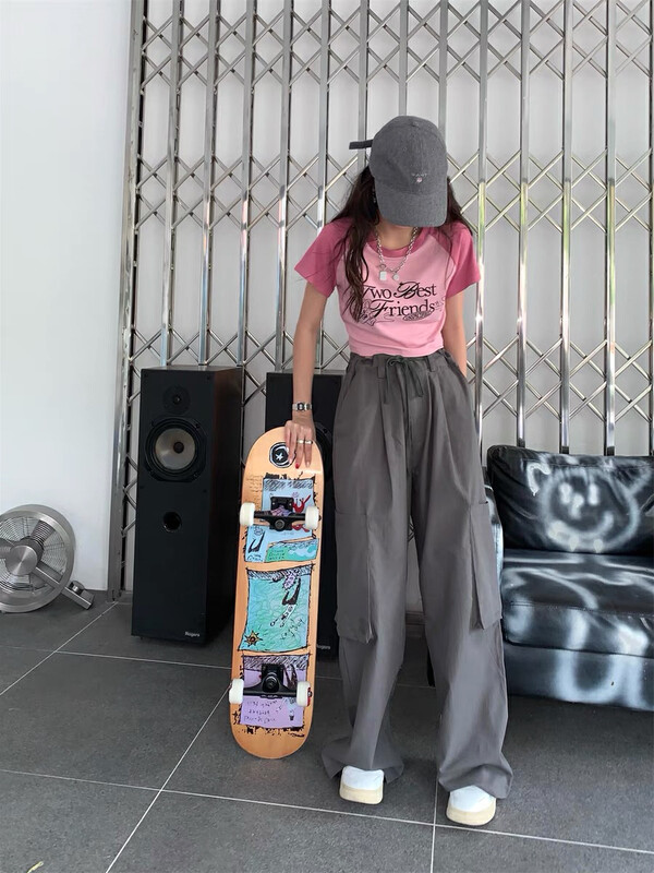 【BY】Large Pocket Workwear Straight Wide Leg Design Loose Casual Pants 6125# CL
