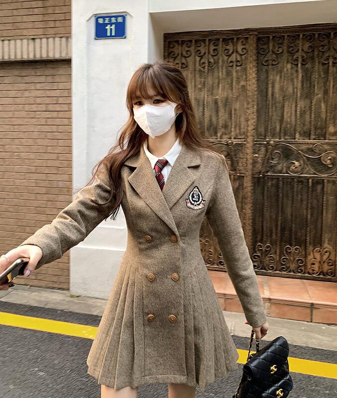 New in winter!【L.L STUDIO】Korean long-sleeved pleated dress 78232# PCZ