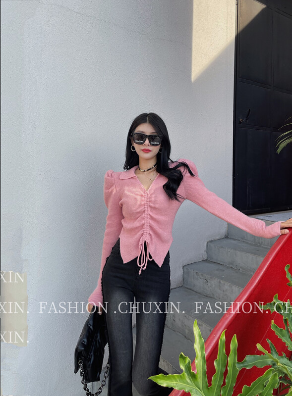 New in winter! [C.X original heart] Korean version of the temperament hot girl POLO collar short-sleeved sweater Z638# WTT