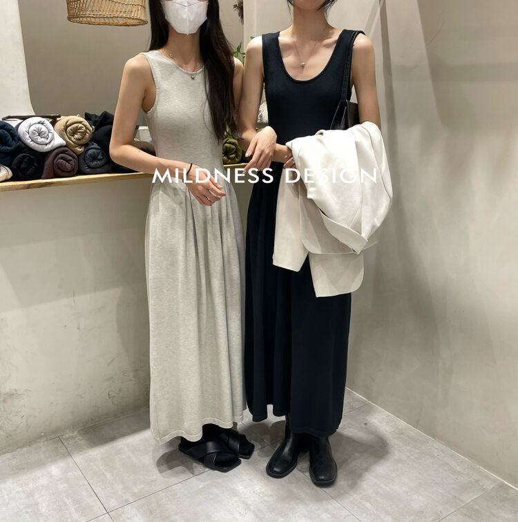 New in autumn!【MILDNESS】Fashionable Korean two-piece knitted vest dress 88263# FHX