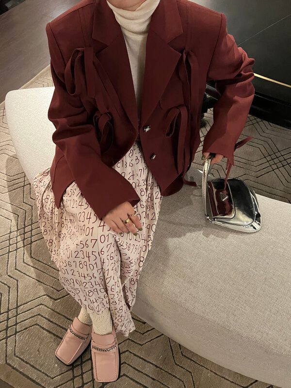 【TS】Bow tie jacket women's autumn loose commuter temperament suit Q18013# CQW