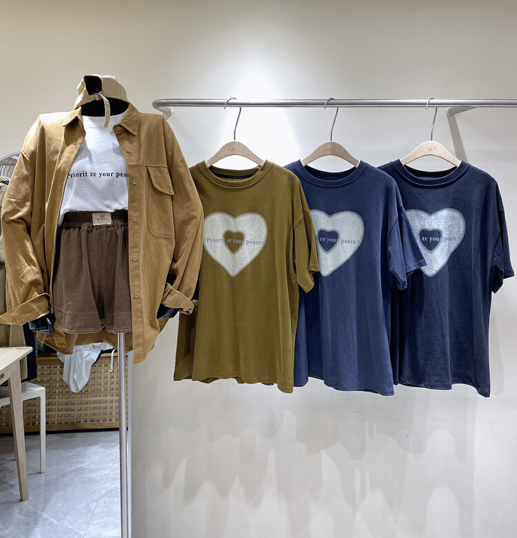 【DA.7】Love Pattern Casual Short Sleeve T-Shirt YS1-3269# LSL