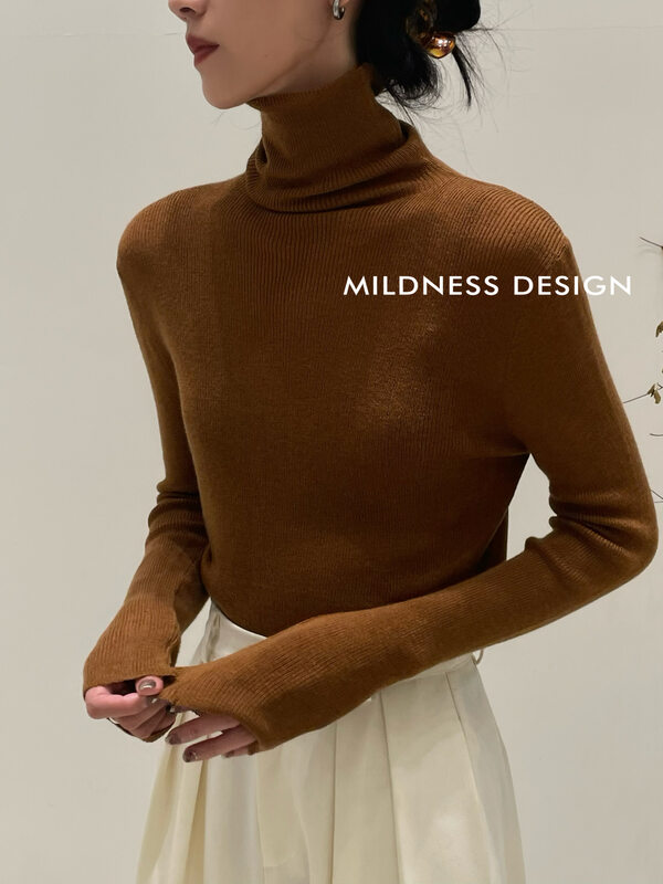 New in autumn! [MILDNESS] high-neck basic comfortable solid color versatile long-sleeved sweater YS1-5008# FHX