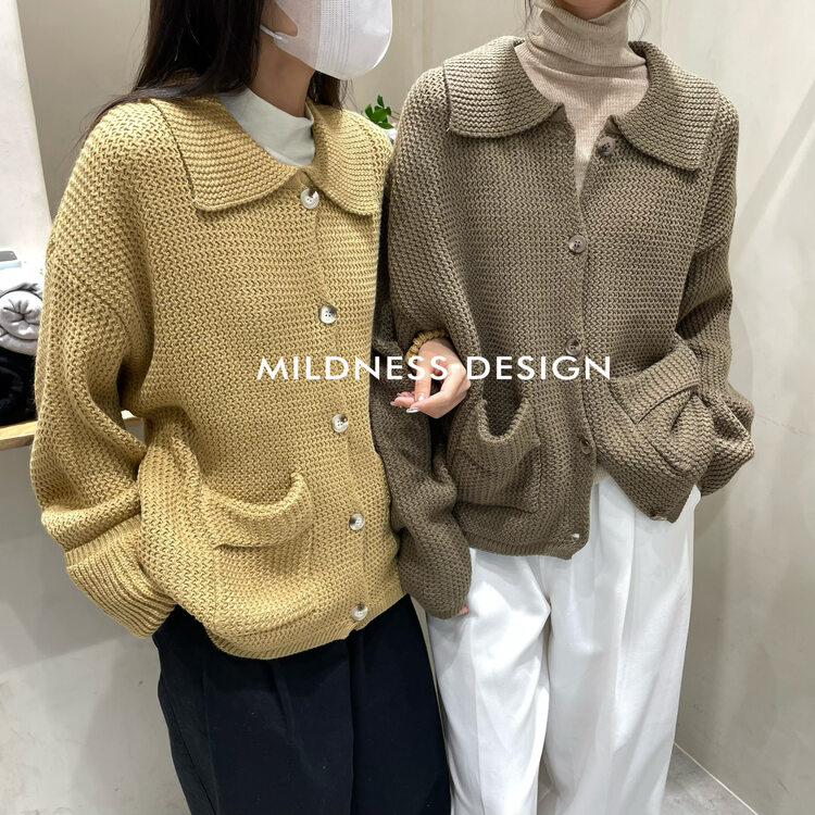 New in autumn! [MILDNESS] Korean simple and versatile lapel knitted warm sweater 7312# FHX