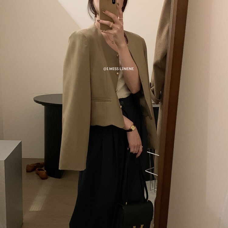 【IMISS】French high-end gold buckle wavy blazer suit QK3512# FHX