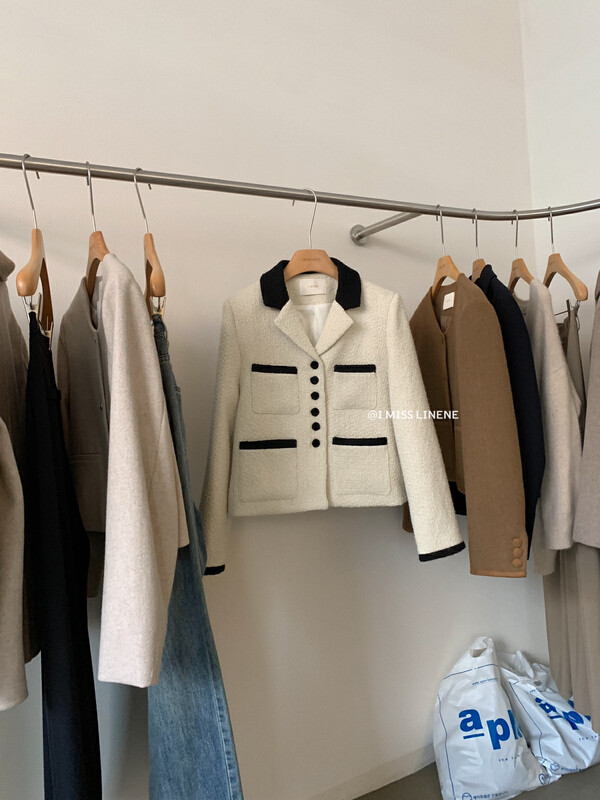 [IMISS] French high-end contrasting color small fragrance suit jacket short jacket QK7128