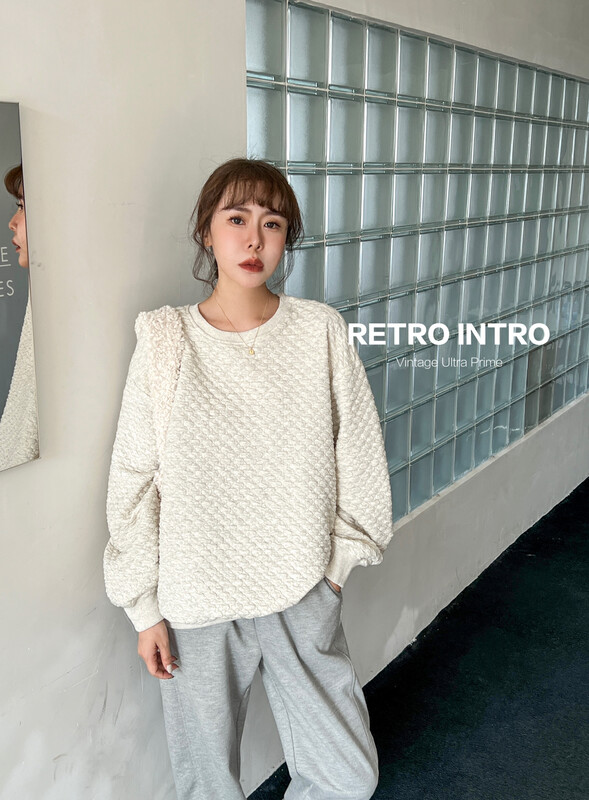 【RIN】Casual simple quilted all-match commuter round neck sweater R21661