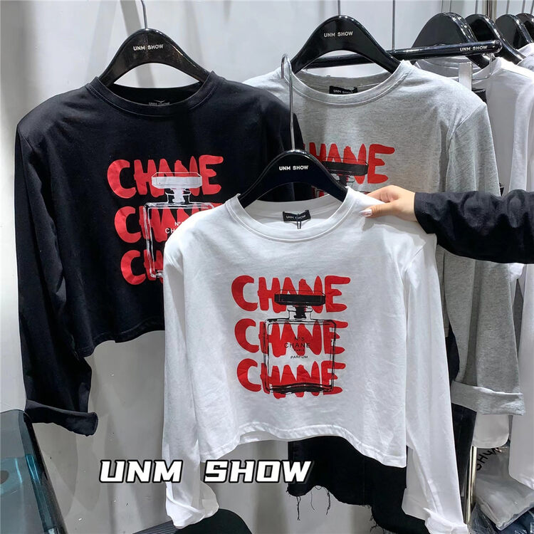 New in autumn!【UNM-SHOW】Letter print pullover long-sleeved T-shirt 6616# WTT