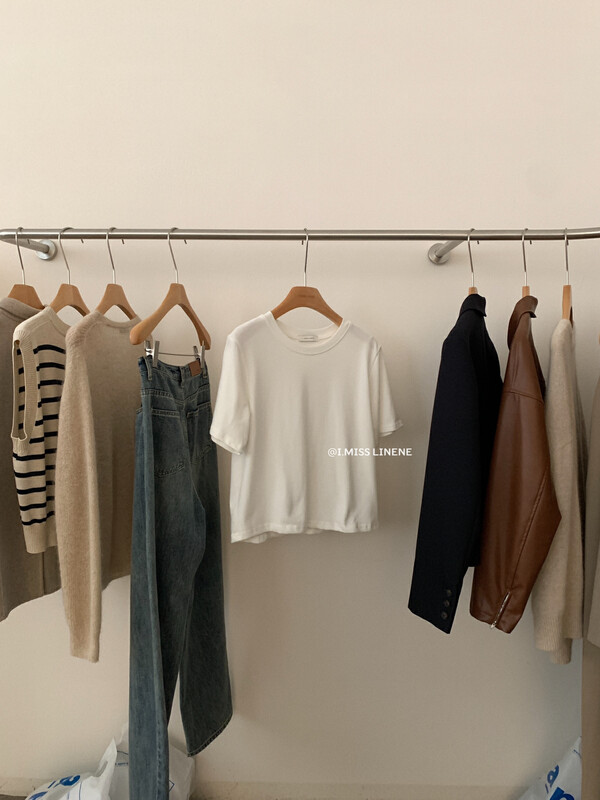 【IMISS】Simple and versatile brushed short-sleeved T-shirt Short-sleeved T-shirt QK3565# FHX