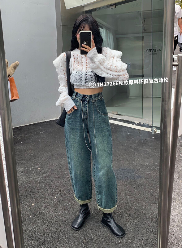 New in autumn! [T.H] Korean version of nostalgic retro harem jeans (with belt) 17266# LSW