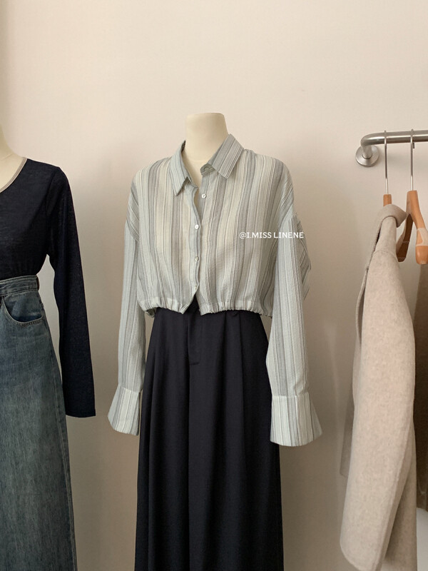 【IMISS】French high-end bell-sleeved short shirt shirt QK8087