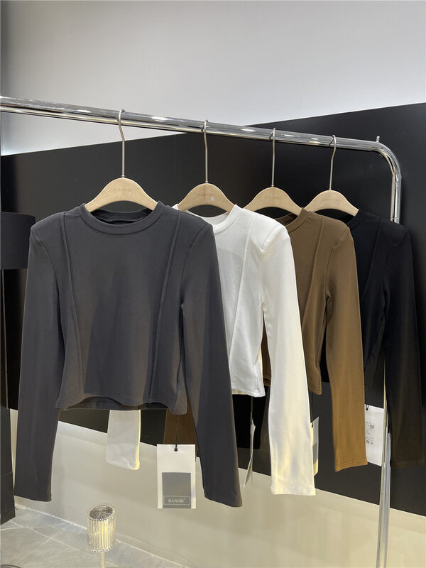 [Semi-plain] round neck hollowed out casual personality slimming sweater G332# ZJY