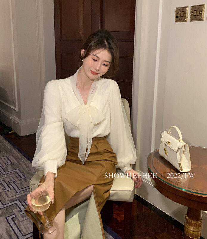 New in autumn! [Xiu Xixi] Temperament light luxury high-end heavy industry beaded shirt 9280# JHY