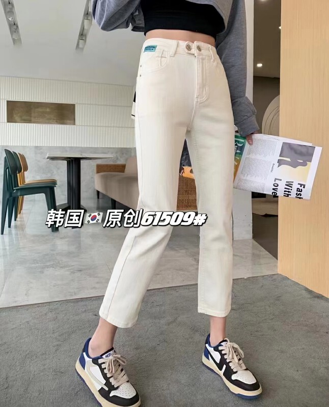 Original price 73.32! [Original from Korea] Two button blue label all-match cigarette pants jeans 61509-6