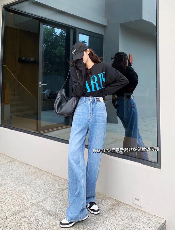 Original price 84.60! New in autumn! [T.H] Korean version of loose smiley wide-leg jeans 811130# LSW
