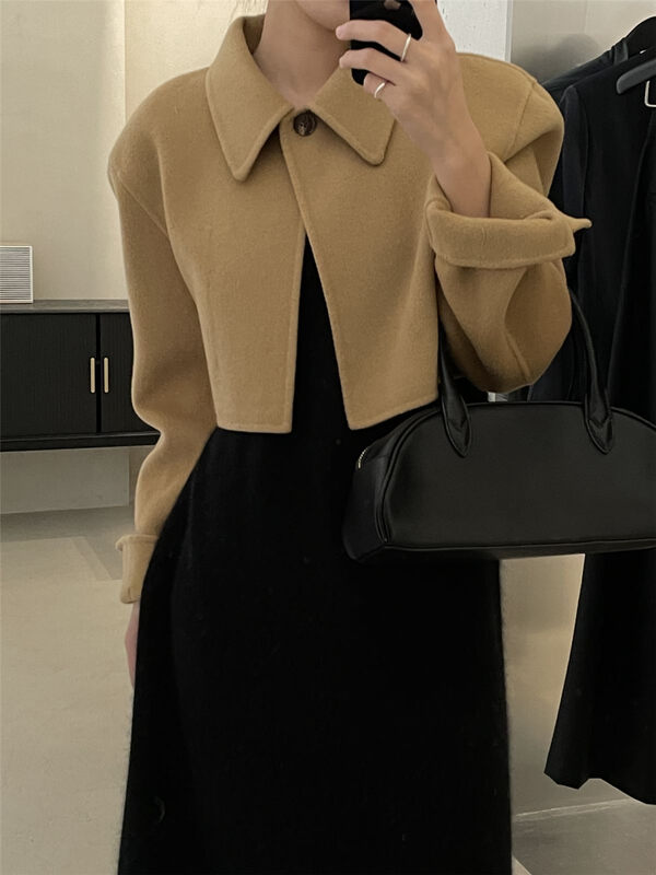 New in autumn! [CLEAN SPACE] Label design high-quality short coat (100 wool) 35006# CQW