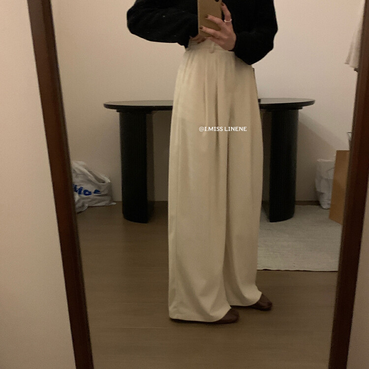 【IMISS】Korean version all-match thin corduroy wide-leg pants casual pants QK6503# FHX