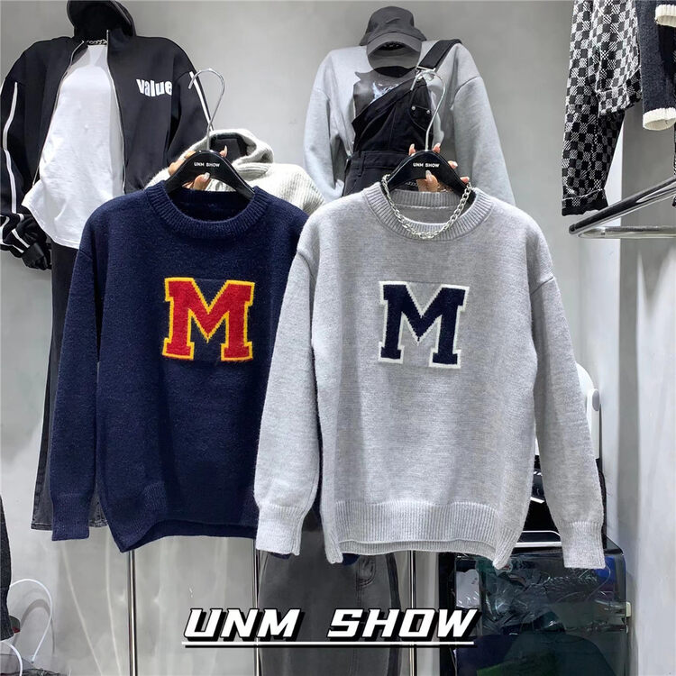 New in Autumn!【UNM-SHOW】Letter Pullover Long Sleeve Warm Sweater 6702# WTT
