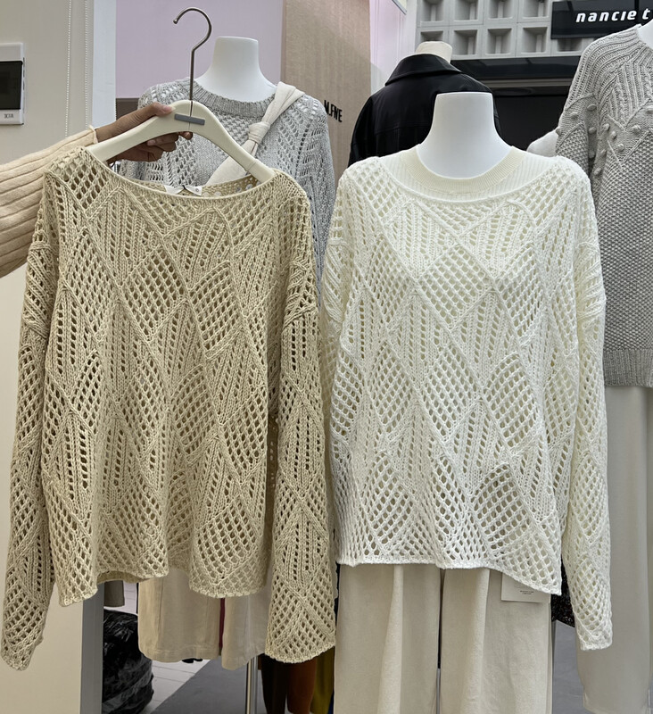 [RIN] Simple Korean style all-match temperament hollow design loose knitted sweater 2255