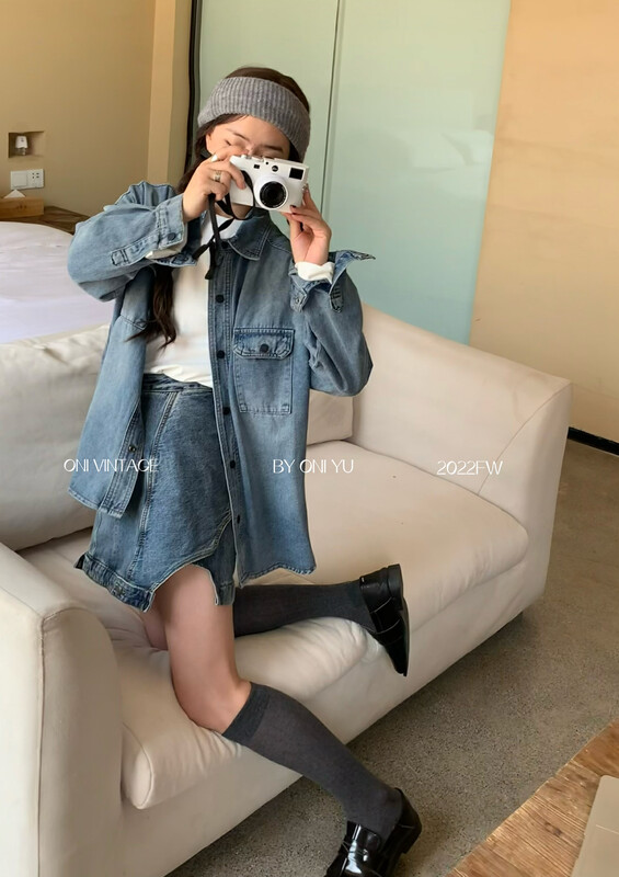 [ONIVINTAGE O'Neill] Irregular craftsmanship split design denim skirt OH226F5959