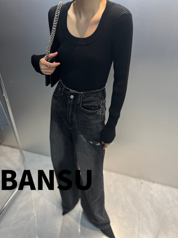 New in winter! [Semi-plain] round neck slim fit all-match bottoming shirt L1096# ZJY