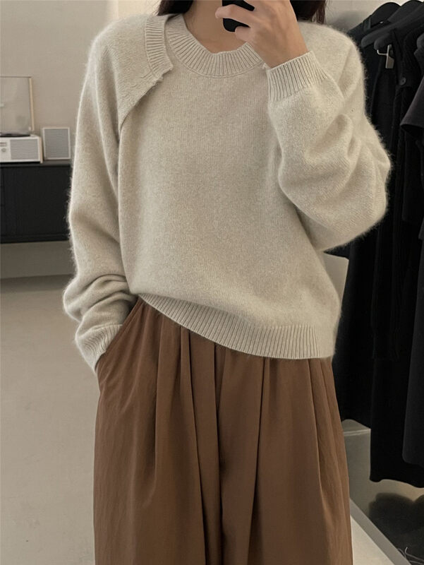 【CLEAN SPACE】Solid color all-match short outer knitted cardigan (without vest, 33 raccoon velvet) 33256# CQW