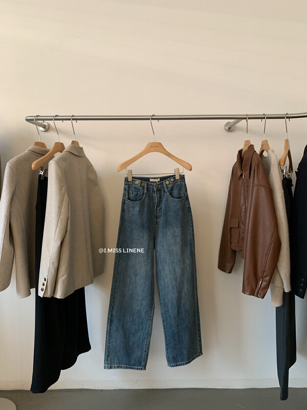 [IMISS] Retro niche all-match denim straight-leg wide-leg pants jeans QK7966# FHX