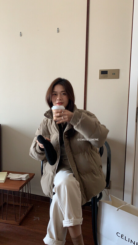 【IMISS】Korean version all-match stand-up collar padded jacket QK897