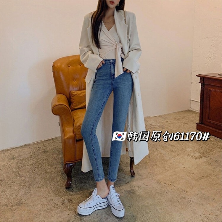 [Korean original] High elastic skinny jeans Q61170