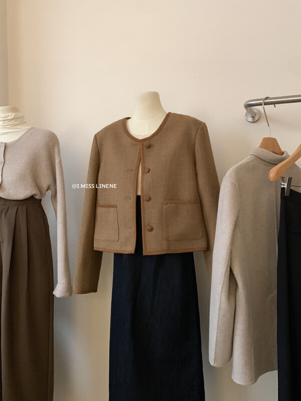 [IMISS] Retro niche high-quality woolen coat short coat QK3589