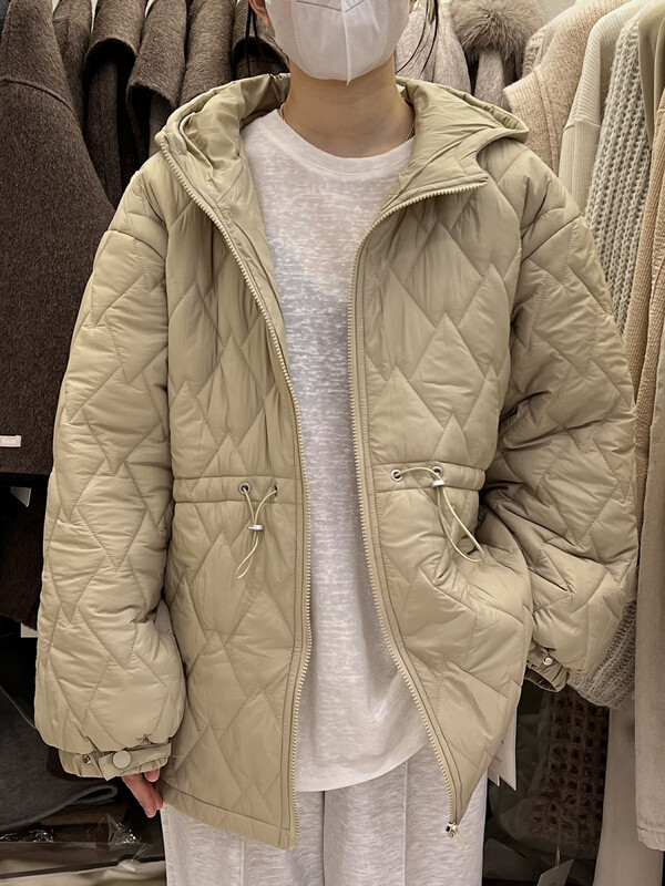 [RIN] Korean style simple temperament waist and thin quilted short coat R21703