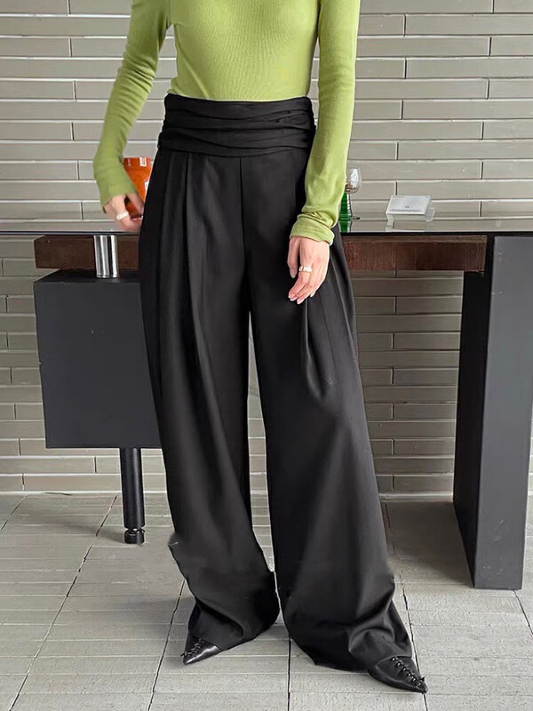 New for winter!  【TAN】High waist and slim wide leg all-match casual pants p3284# JJ