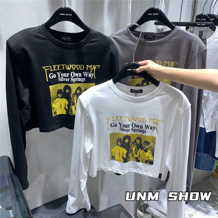 New in early autumn! [UNM-SHOW] colorblock print short long-sleeved T-shirt 6533# WTT