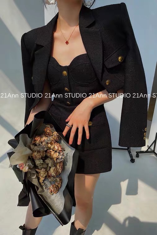 New in autumn! [TAN] Simple breasted solid color short coat Y# JJ