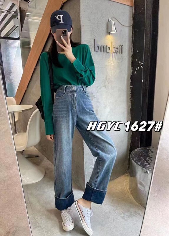 [Korean original] trousers wide leg pants jeans 1627-8
