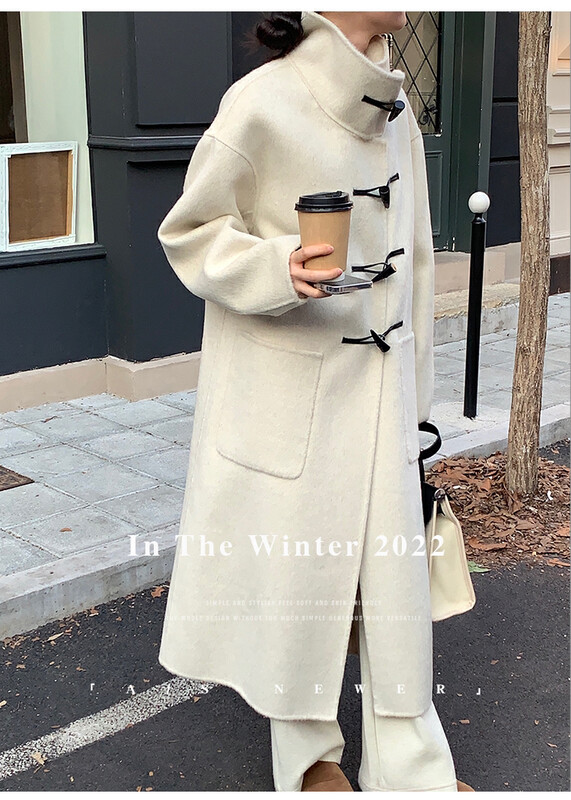 [THE MIND] Pure wool stand-up lapel high-quality double-sided cashmere wool coat 61136