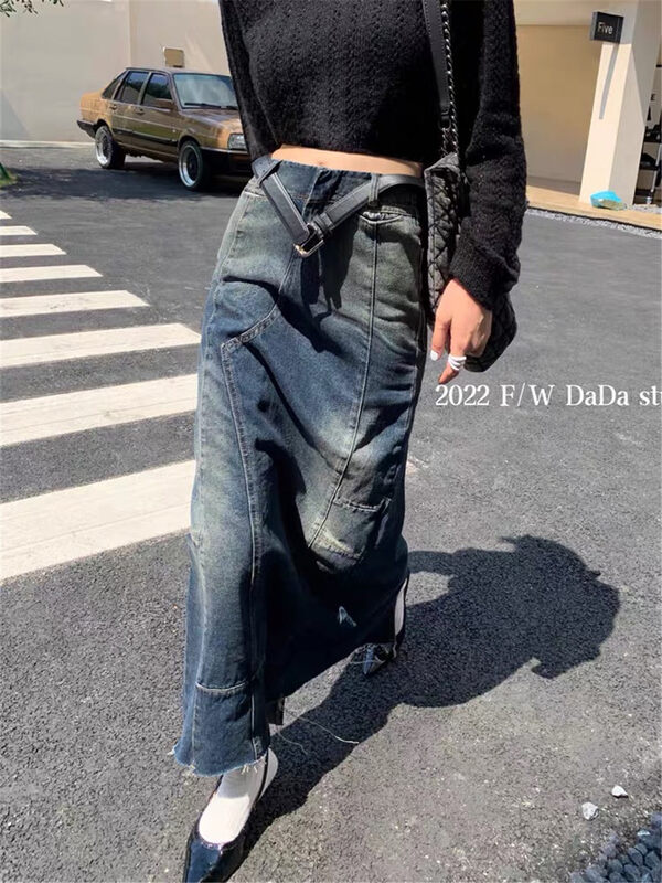 New in Autumn! [TAN] Retro High Waist Slit Skirt P3242# JJ